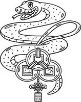 Year of the Snake Feng Shui Isolated Coloring Page vector
