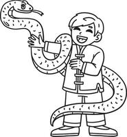 Year of the Snake Child Snake Isolated Coloring vector