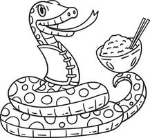 Year of the Snake with Bowl of Rice Isolated vector