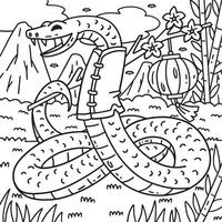 Year of the Snake with Lantern Coloring Page vector