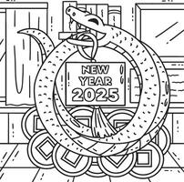 Year of the Snake on Coins New Year 2025 Coloring vector