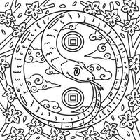 Year of the Snake Forming Yin and Yang Coloring vector
