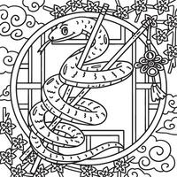 Year of the Snake with Chopsticks Coloring Page vector