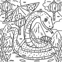 Year of the Snake with Oil Paper Umbrella Coloring vector