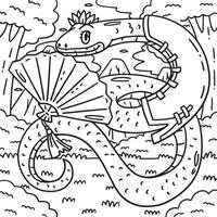 Year of the Snake with Hand Fan Coloring Page vector