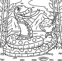 Year of the Snake with Bowl of Rice Coloring Page vector