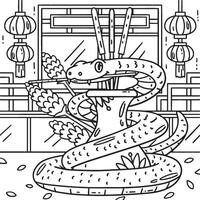 Year of the Snake and Incense Coloring Page vector