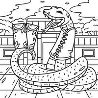 Year of the Snake with Fortune Cards Coloring Page vector
