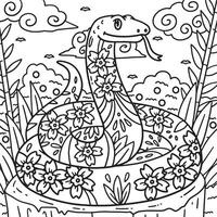 Year of the Snake with Pattern Coloring Page vector