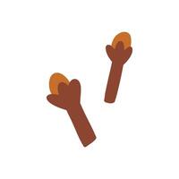 Hand drawn clove in cute cartoon flat style, illustration isolated on white background. Aromatic seasoning and condiment, cooking ingredient. vector