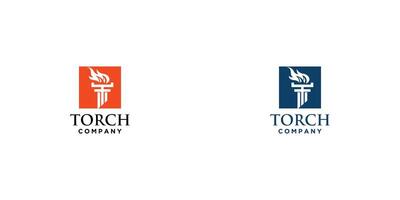 Simple torch logo design with modern style , premium vector