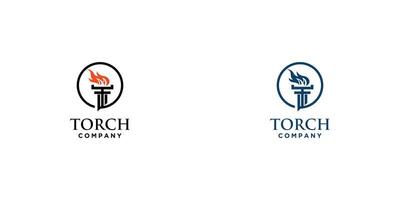 Simple torch logo design with modern style , premium vector