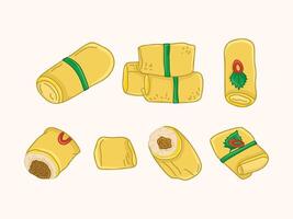 Traditional Indonesian Food and Snacks Illustration Drawing vector