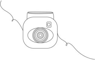 Camera single linear drawing. One line photography tool, minimal logo icon, fine line tattoo. art illustration, Camera icon in continuous line drawing style vector