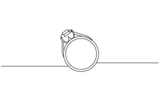 One continuous line drawing of Wedding rings. Romantic elegance concept and symbol proposal engagement and love marriage in simple linear style. Editable stroke vector