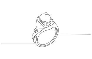 One continuous line drawing of Wedding rings. Romantic elegance concept and symbol proposal engagement and love marriage in simple linear style. Editable stroke vector