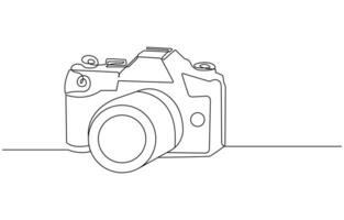 Camera single linear drawing. One line photography tool, minimal logo icon, fine line tattoo. art illustration, Camera icon in continuous line drawing style vector