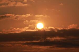 Close up view of sun hidden behind clouds photography photo
