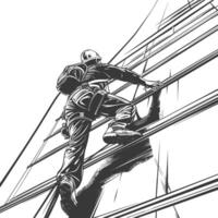 Industrious high-rise window washer scales a skyscraper vector