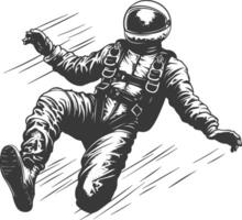 Astronaut in Space Suit Floating in Zero Gravity with Helmet Visor Open vector