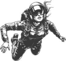 Illustration of a determined skydiver free falling through the air vector