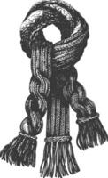 Black and white scarf with detailed looped and twisted braids vector