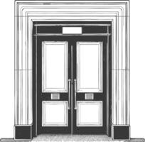 Detailed Sketch of a Classic Double Door with Frame vector