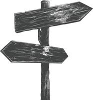 Wooden signpost with two arrow signs pointing in opposite directions vector