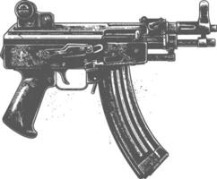 Detailed illustration of an assault rifle with a silencer and reflex sight vector