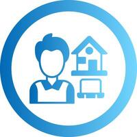 Work At Home Gradient Circle Icon vector