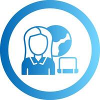 Remote Worker Gradient Circle Icon vector