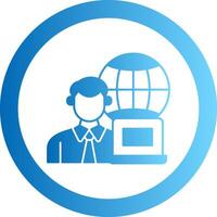 Remotely Working Gradient Circle Icon vector