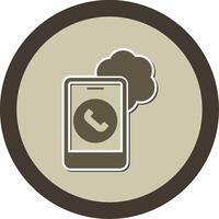 Cloud Based Calling Sticker Circle Icon vector