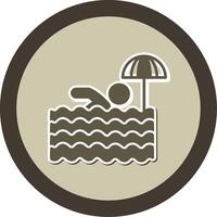 Swimming Sticker Circle Icon vector
