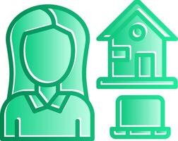 Work At Home Gradient Slip Icon vector