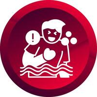 Drowning Feeling Glyph Button Icon vector