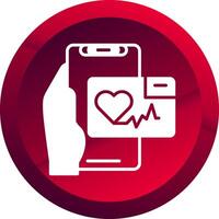 Heart Rate App Glyph Button Icon vector