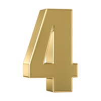 Gold 3D Number 4 png