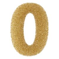 Gold Glitter 3D Number 0 png