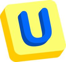 Letter U, 3D Education Block Cartoon Alphabet png