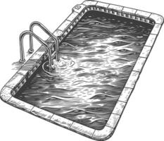 Detailed Isometric View of a Swimming Pool with Steps vector