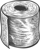 Detailed Sketch of a Single Roll of Toilet Paper vector