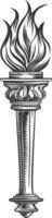 Ornate Detailed Torch with Flame vector