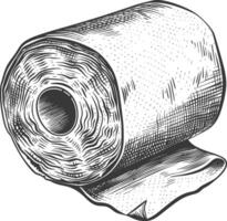Detailed Sketch of a Single Roll of Toilet Paper vector