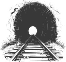 Train Tracks Disappearing Into A Dark Tunnel vector