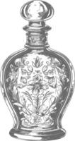 Vintage Perfume Bottle with Floral Design vector