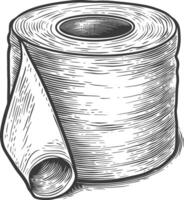 Detailed Hand-Drawn Sketch of a Single Roll of Toilet Paper vector