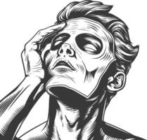 Haunting depiction of a man removing his mask revealing his true identity vector