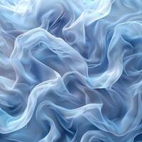 Abstract blue fabric waves with delicate, flowing folds creating a soft and ethereal texture. photo