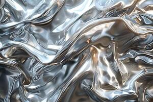 Abstract silver metallic background with fluid, flowing shapes and smooth textures. Perfect for modern design, art, and backgrounds. photo